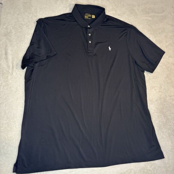Polo Ralph Lauren Men Performance Black Stretch Shirt White Pony 2XL  XXL - Picture 1 of 8